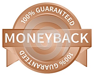 Moneyback guaranteed sticker, formal image for guaranteed sales, isolated.