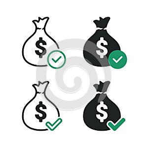 Moneybag with checklist icon. Illustration vector