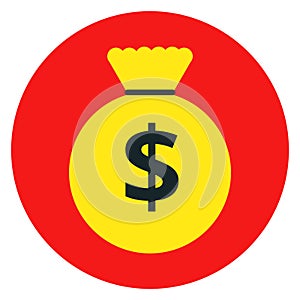 Moneybag icon. Round dollar money cash symbol