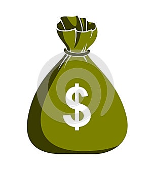 Moneybag money bag vector simplistic illustration icon or logo, business and finance theme.