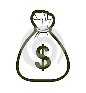 Moneybag money bag vector simplistic illustration icon or logo, business and finance theme.