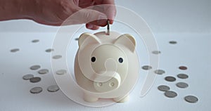 Moneybox receives coin progress in financial journey. This moneybox cute tool for cash conservation fosters saving