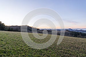 Sunset on the hills of Montferrat during winter photo