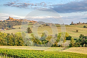 Monferrato panorama from Vignale Monferrato piedmont, Northern Italy. Color image.