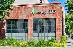 MongoDB office facade in Silicon Valley. MongoDB develops and provides commercial support for the open source database MongoDB -