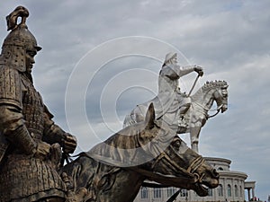 Mongol warriors on horses