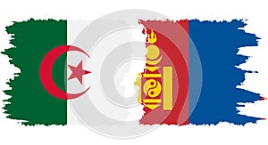 Mongolia and Algeria grunge flags connection vector