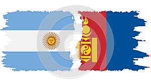 Mongolia and Argentina grunge flags connection vector