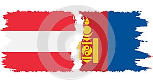 Mongolia and Austria grunge flags connection vector