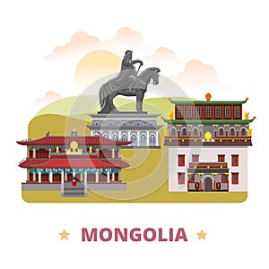 Mongolia country design template Flat cartoon styl