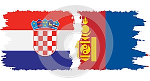 Mongolia and Croatia grunge flags connection vector