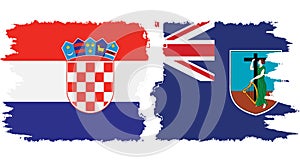 Mongolia and Croatia grunge flags connection vector