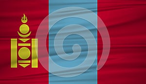 Mongolia flag vector. Vector flag of Mongolia blowig in the wind. photo