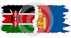 Mongolia and Kenya grunge flags connection vector