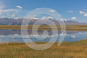 Mongolia landscape. Altai Tavan Bogd National Park in Bayar-Ulgii, Altai, Mongolia. Beautiful mountain landscape, lake and