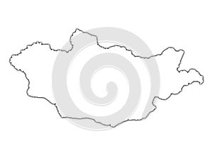 Mongolia map with shadow