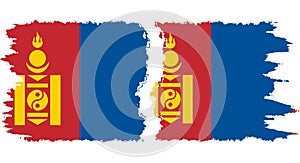 Mongolia and Mongolia grunge flags connection vector