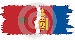 Mongolia and Morocco grunge flags connection