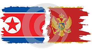 Mongolia and North Korea grunge flags connection vector