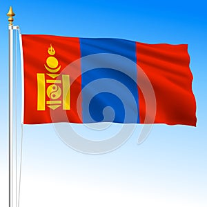 Mongolia, official national waving flag, asiatic country