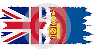 Mongolia and United Kingdom grunge flags connection