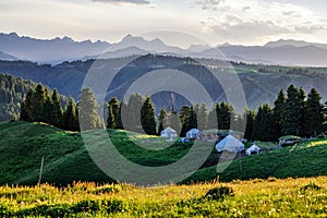 The Mongolia yurts in hill in Jiang braque scenic spot