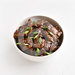 Mongolian beef in bowl