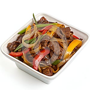 Mongolian Beef Isolated on White Background