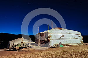 Mongolian Ger night landscape