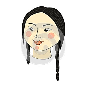Mongolian girl face. Happy Women`s Day. International holiday. March 8. Spring. Beautiful young woman