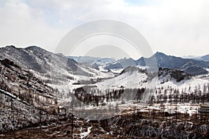 Mongolian landscape in winter