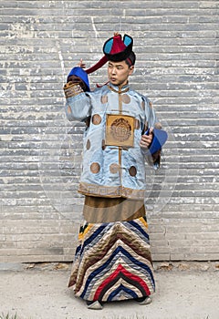 Mongolian man in traditional outfit