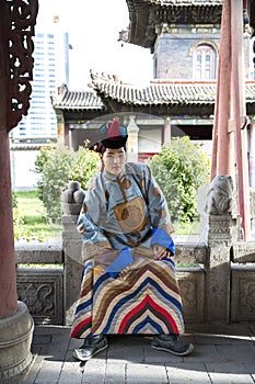 Mongolian man in traditional outfit