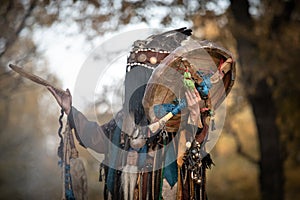 Mongolian shaman performing a ritual