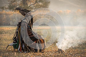 Mongolian shaman performing a ritual