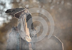 Mongolian shaman performing a ritual