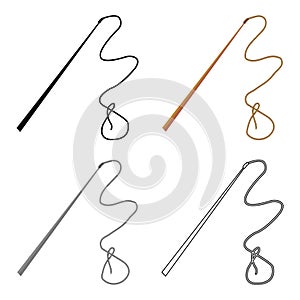 Mongolian whip.The whip is for herding cattle.Mongolia single icon in cartoon style vector symbol stock illustration.