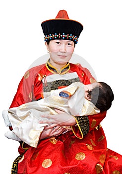 Mongolian woman and baby