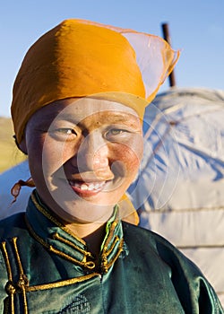 Mongolian Woman Traditional Dress Concept