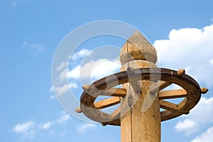 Mongolian wooden tethering post