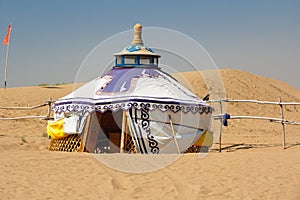 Mongolian Yurt in the Gobi Desert photo