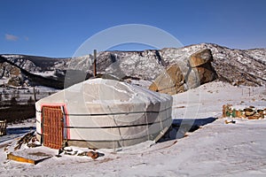 Mongolian yurt and turtle rock