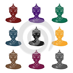 The Mongols in the helmet.Mongolian national protection.Mongolia single icon in black style vector symbol stock photo