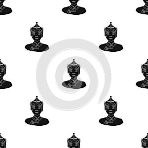 The Mongols in the helmet.Mongolian national protection.Mongolia single icon in black style vector symbol stock photo