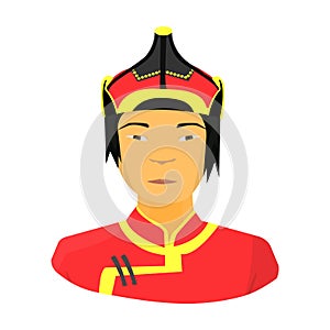The Mongols in the helmet.Mongolian national protection.Mongolia single icon in cartoon style vector symbol stock