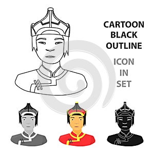 The Mongols in the helmet.Mongolian national protection.Mongolia single icon in cartoon style vector symbol stock photo