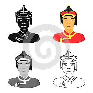 The Mongols in the helmet.Mongolian national protection.Mongolia single icon in cartoon style vector symbol stock photo