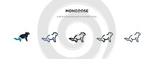Mongoose icon in different style vector illustration. two colored and black mongoose vector icons designed in filled, outline,