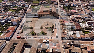 Mongui, Boyaca - Colombia. April 12 - 2024. Aerial view with drone, Colombian municipality located in the province of Sugamuxi