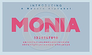 Monia font. Abstract minimal modern alphabet fonts